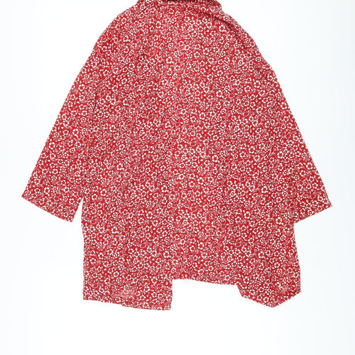 VILA Womens Red Floral Polyester Kimono Blouse Size 6 V-Neck