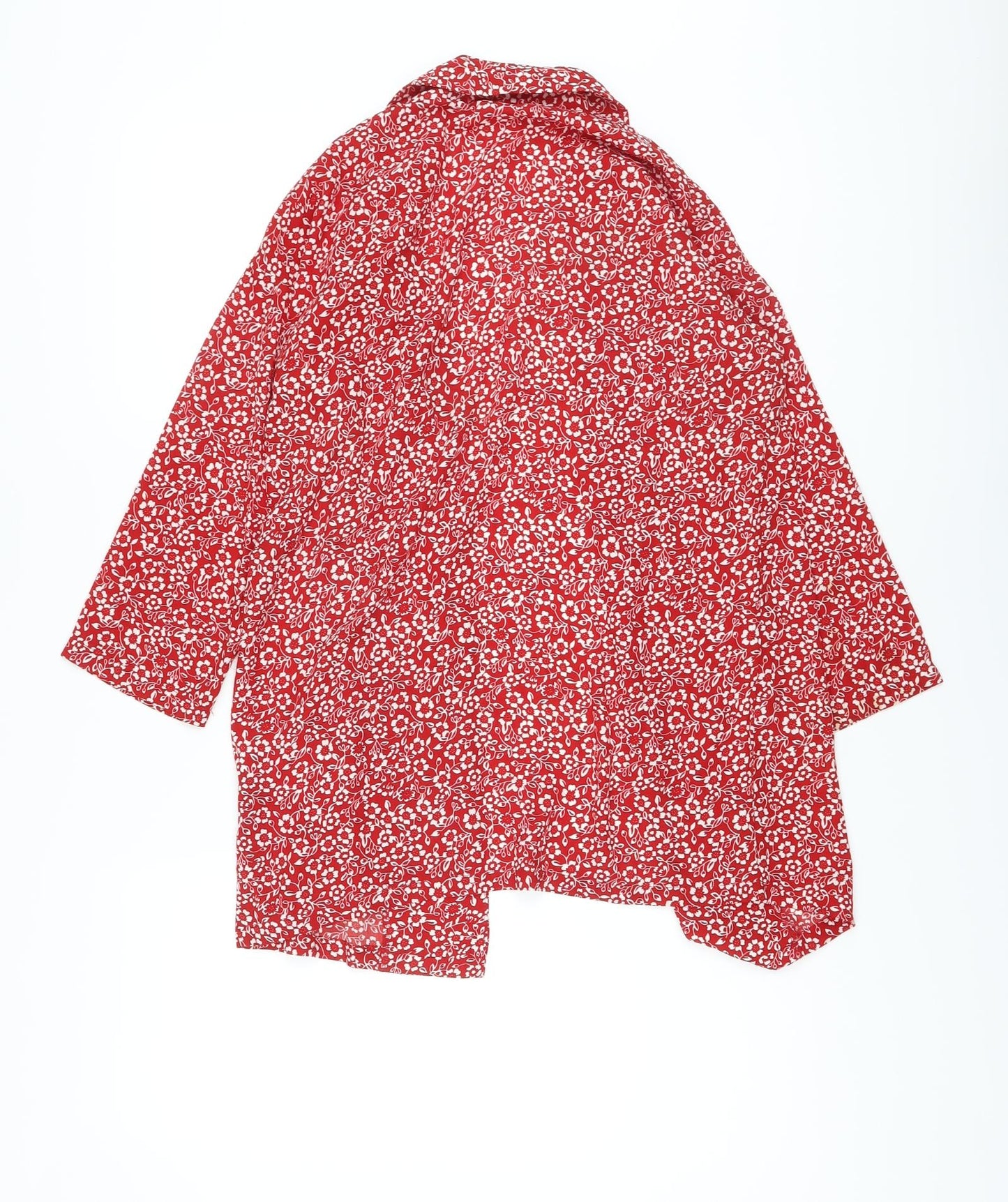 VILA Womens Red Floral Polyester Kimono Blouse Size 6 V-Neck