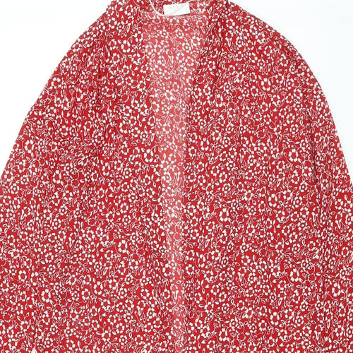 VILA Womens Red Floral Polyester Kimono Blouse Size 6 V-Neck