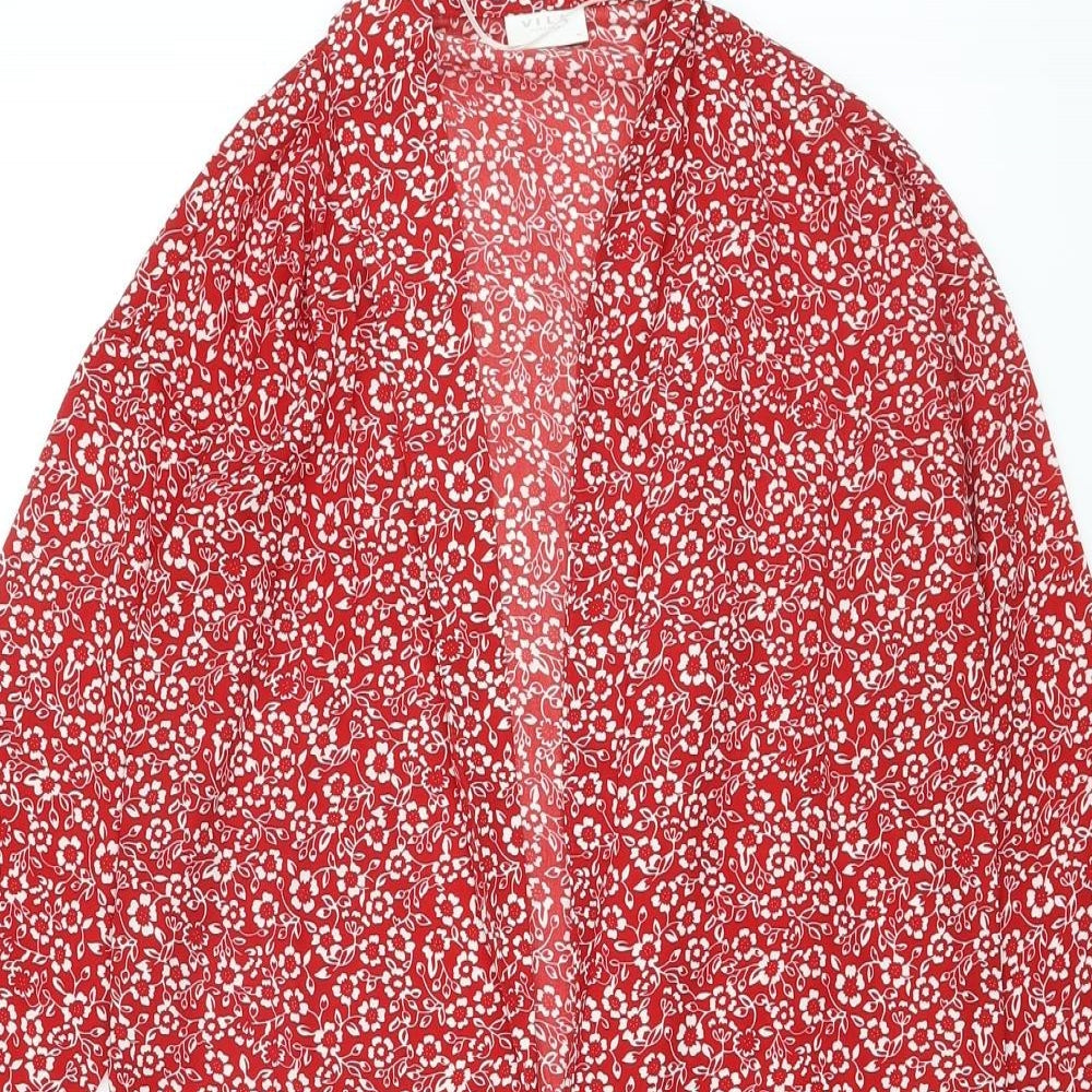 VILA Womens Red Floral Polyester Kimono Blouse Size 6 V-Neck