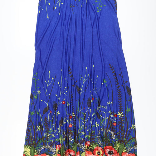 Stella Womens Blue Floral Polyester A-Line Size L Off the Shoulder Pullover