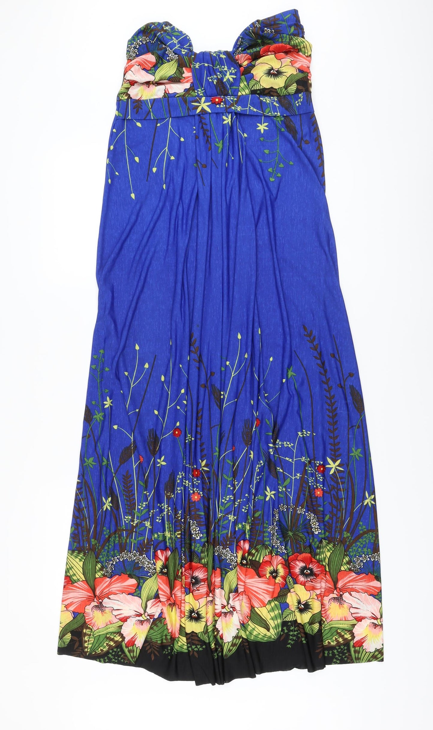 Stella Womens Blue Floral Polyester A-Line Size L Off the Shoulder Pullover