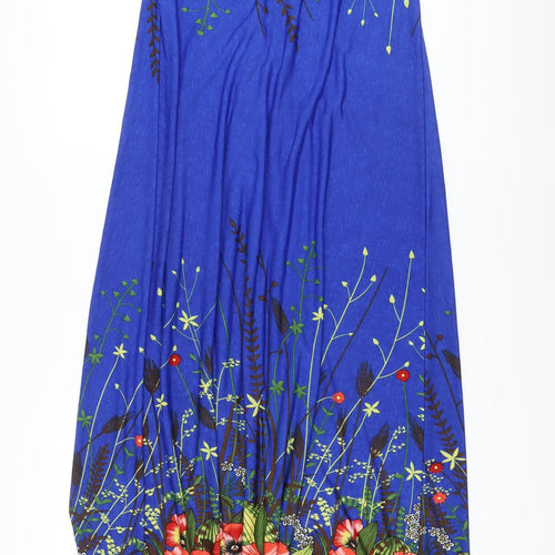 Stella Womens Blue Floral Polyester A-Line Size L Off the Shoulder Pullover