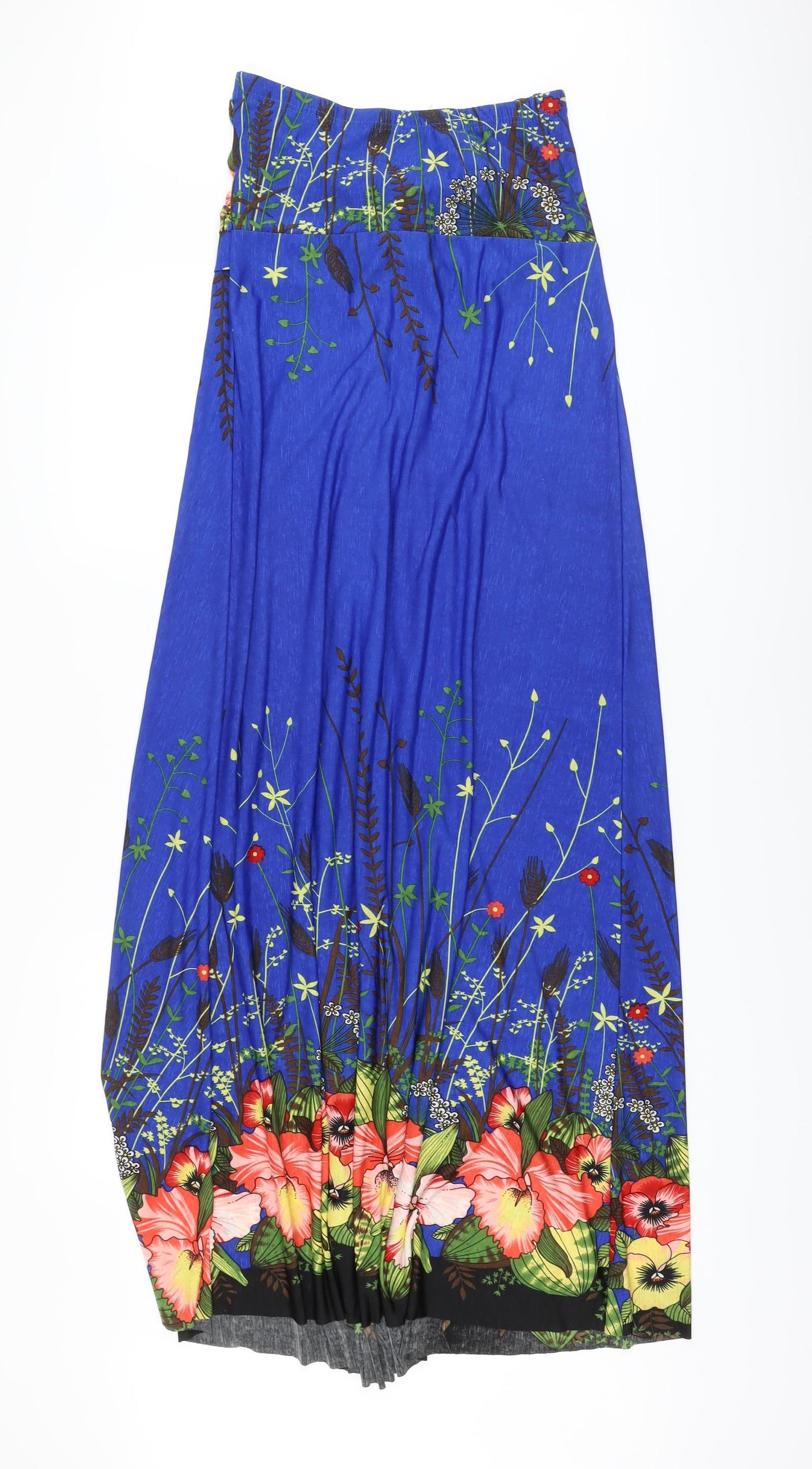 Stella Womens Blue Floral Polyester A-Line Size L Off the Shoulder Pullover