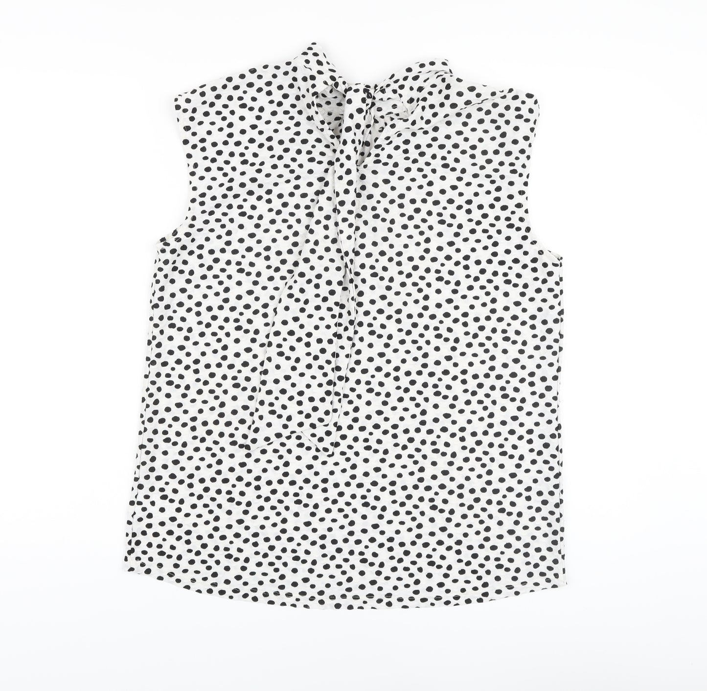 NEXT Womens White Polka Dot Polyester Basic Blouse Size 12 Mock Neck