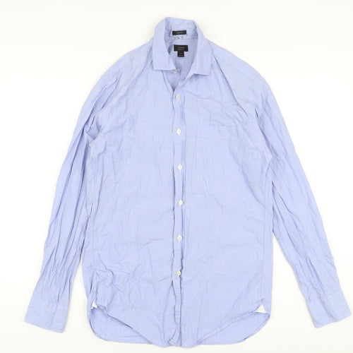J.CREW Mens Blue Cotton Button-Up Size S Collared Button