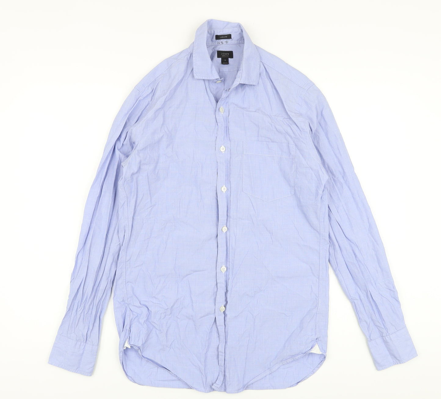 J.CREW Mens Blue Cotton Button-Up Size S Collared Button