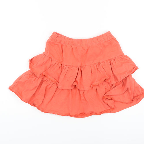 Vertbaudet Girls Orange Cotton Flare Skirt Size 10 Years Regular Pull On