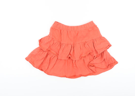 Vertbaudet Girls Orange Cotton Flare Skirt Size 10 Years Regular Pull On