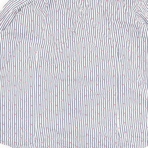 Report Collection Mens Blue Striped Cotton Button-Up Size L Collared Button