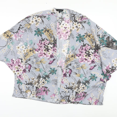 New Look Womens Black Floral Polyester Kimono Blouse Size 12 V-Neck