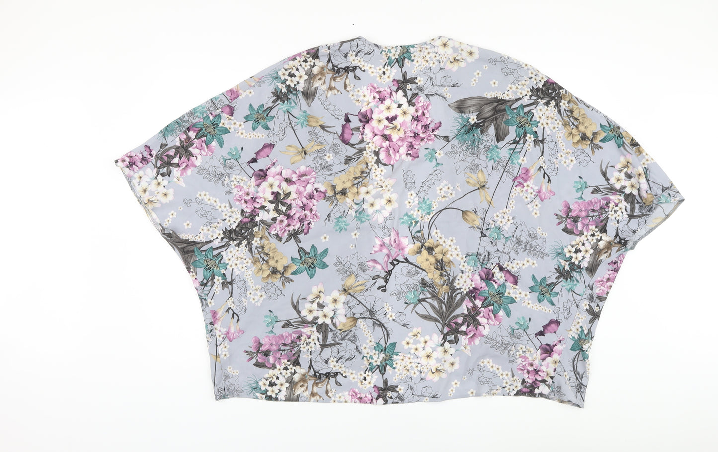New Look Womens Black Floral Polyester Kimono Blouse Size 12 V-Neck