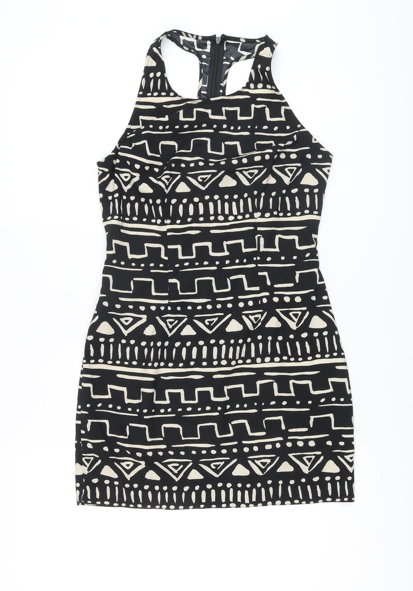 Nom & Plume Womens Black Geometric Polyester Mini Size XS Halter Zip