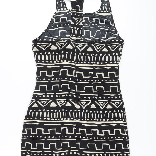 Nom & Plume Womens Black Geometric Polyester Mini Size XS Halter Zip