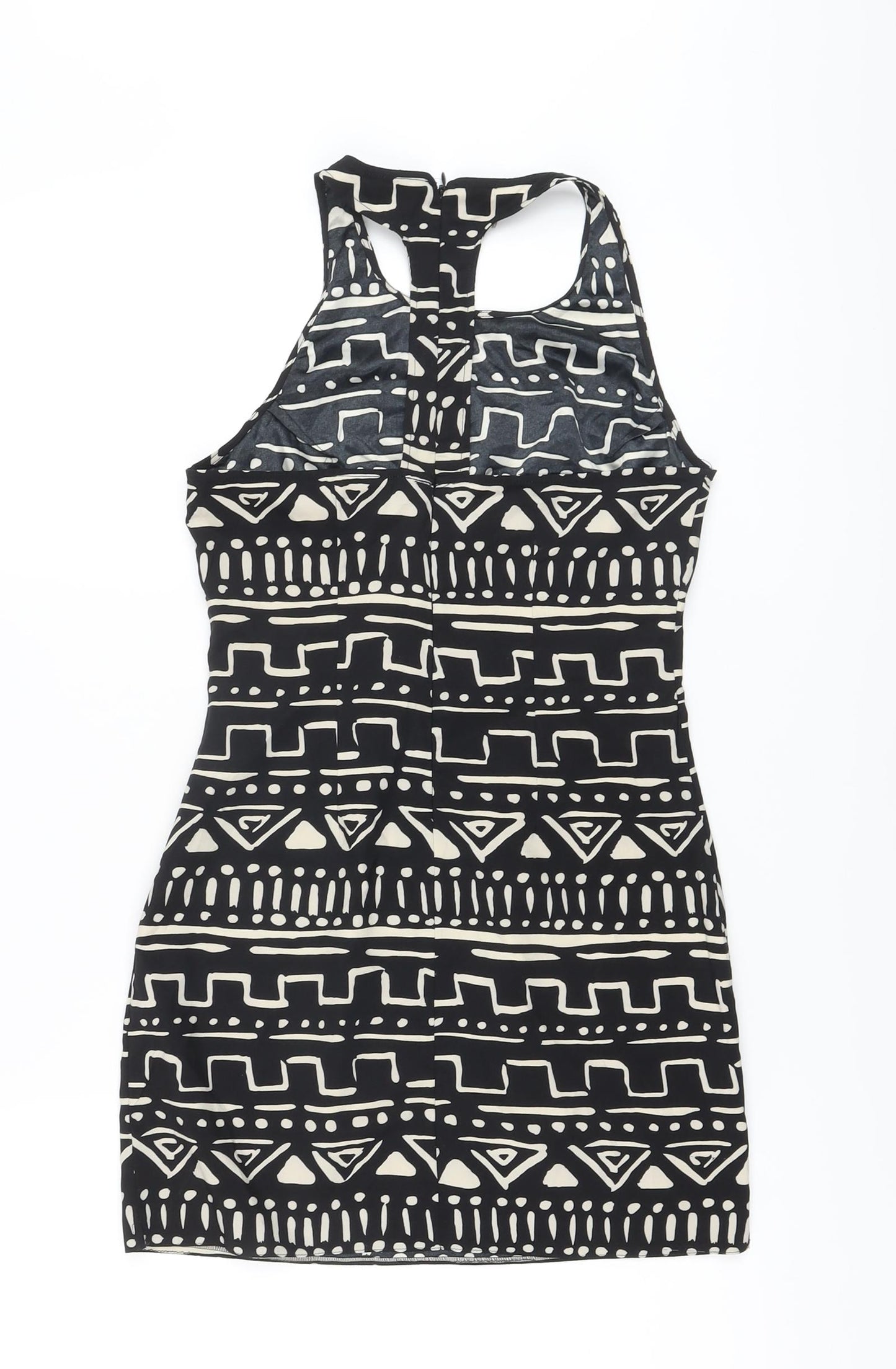 Nom & Plume Womens Black Geometric Polyester Mini Size XS Halter Zip