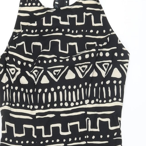 Nom & Plume Womens Black Geometric Polyester Mini Size XS Halter Zip