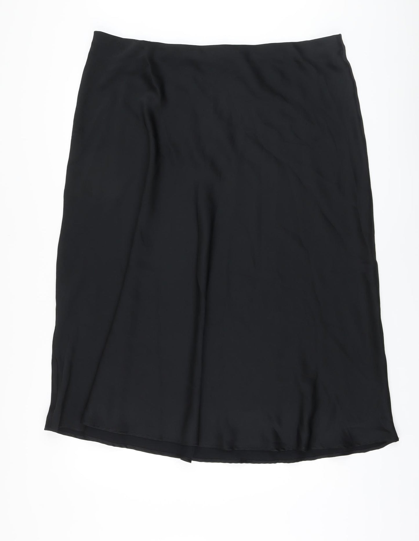 Marks and Spencer Womens Black Polyester A-Line Skirt Size 22 Button