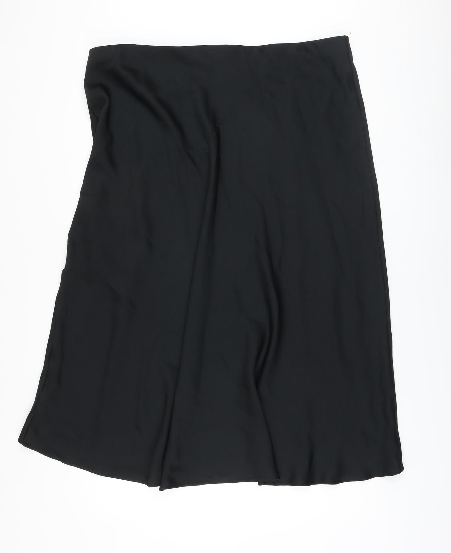 Marks and Spencer Womens Black Polyester A-Line Skirt Size 22 Button