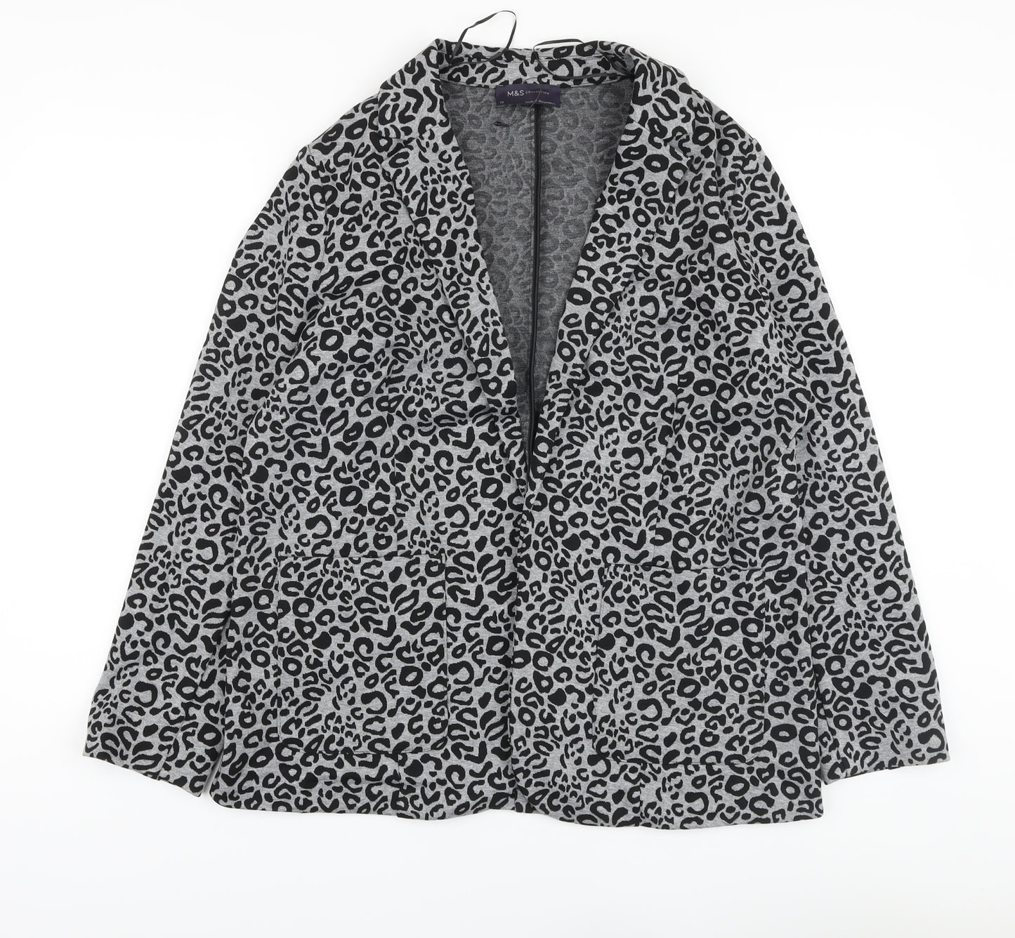 Marks and Spencer Womens Grey Animal Print Jacket Size 14