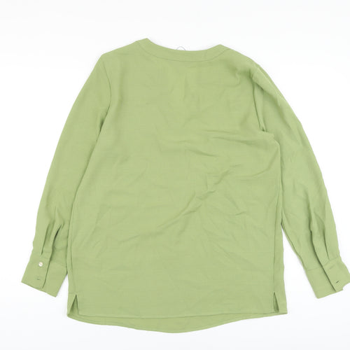 Marks and Spencer Womens Green Polyester Basic Blouse Size 10 V-Neck