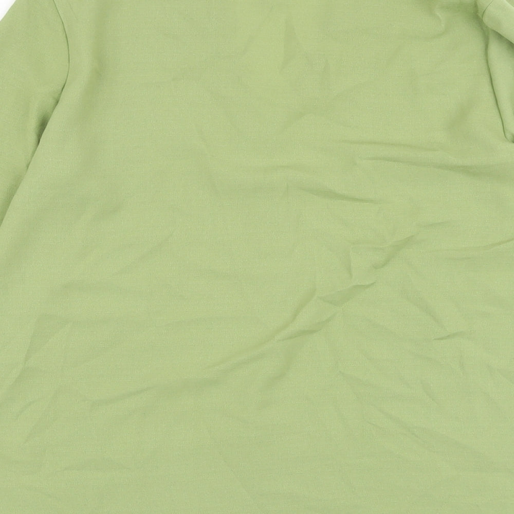 Marks and Spencer Womens Green Polyester Basic Blouse Size 10 V-Neck