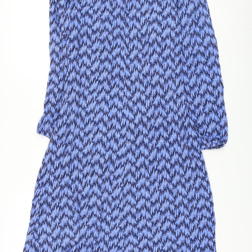 Per Una Womens Blue Geometric Viscose A-Line Size 10 V-Neck Pullover