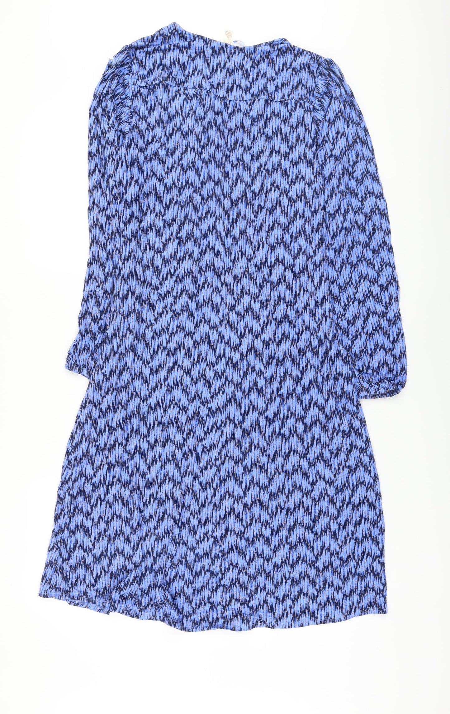 Per Una Womens Blue Geometric Viscose A-Line Size 10 V-Neck Pullover