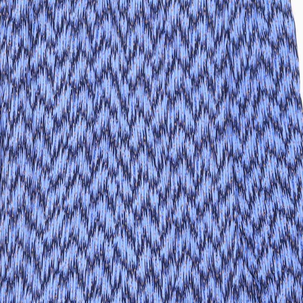 Per Una Womens Blue Geometric Viscose A-Line Size 10 V-Neck Pullover