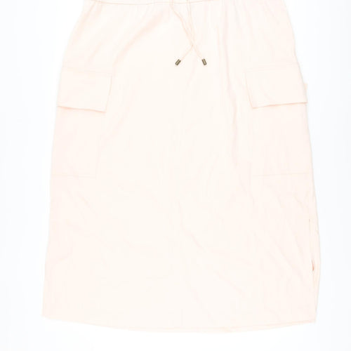 Marks and Spencer Womens Pink Polyester A-Line Skirt Size 18 Drawstring