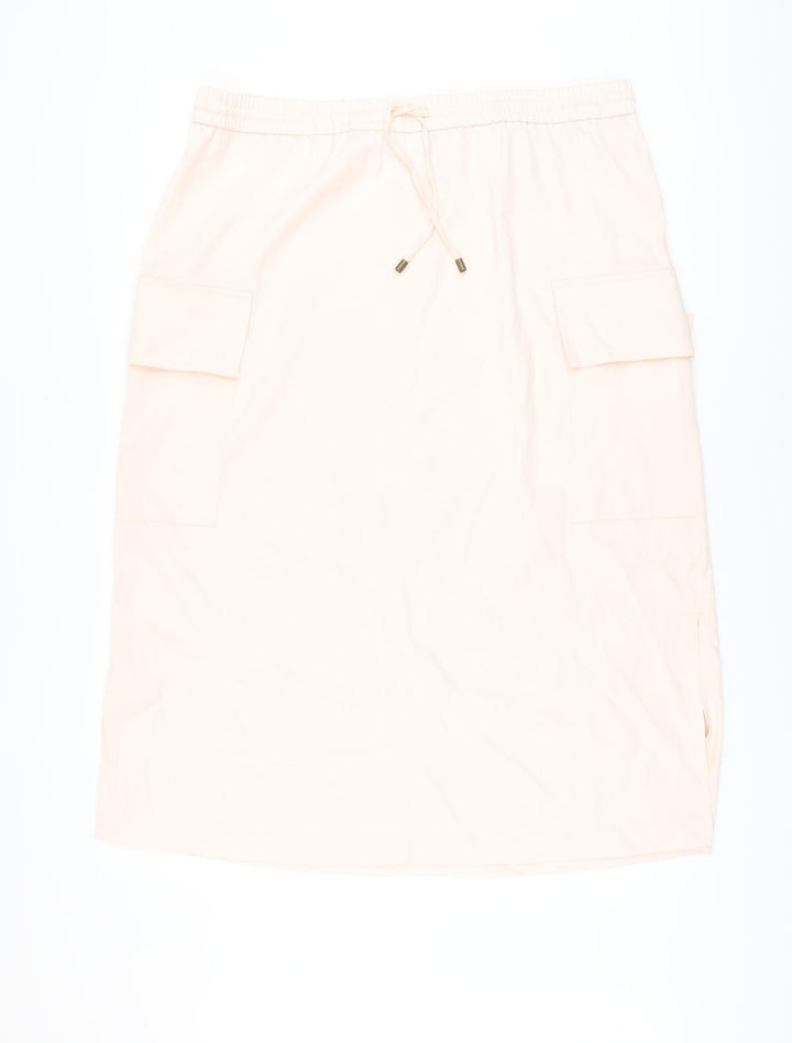 Marks and Spencer Womens Pink Polyester A-Line Skirt Size 18 Drawstring