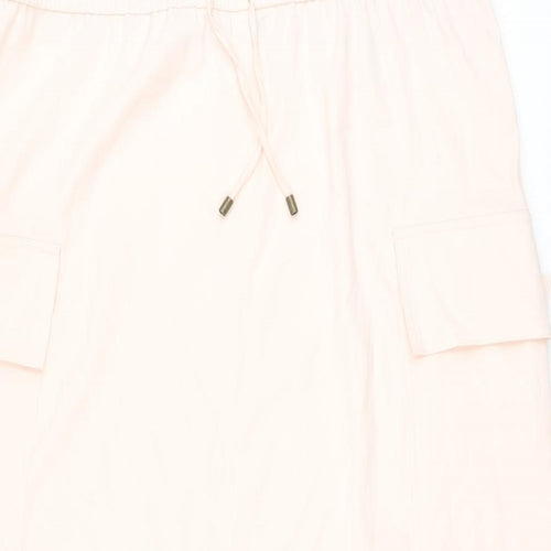 Marks and Spencer Womens Pink Polyester A-Line Skirt Size 18 Drawstring