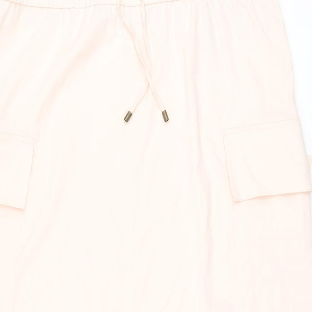 Marks and Spencer Womens Pink Polyester A-Line Skirt Size 18 Drawstring