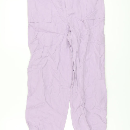 Autograph Womens Purple Lyocell Jogger Trousers Size 8 L26 in Regular Button