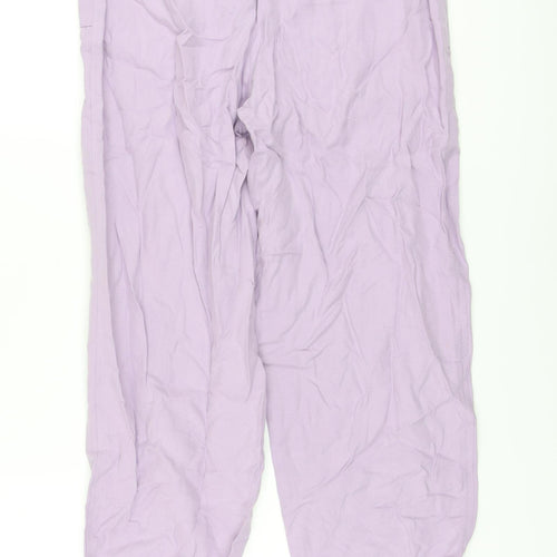 Autograph Womens Purple Lyocell Jogger Trousers Size 8 L26 in Regular Button