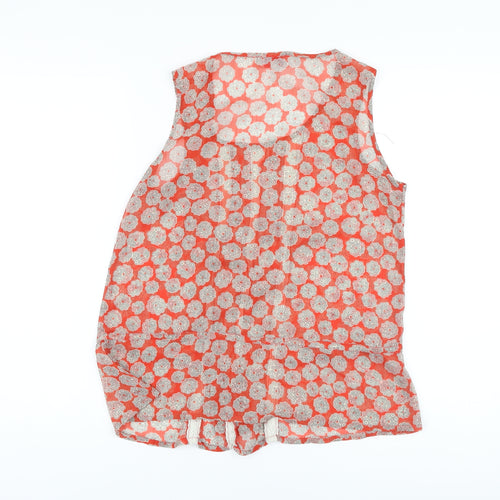 Be Baeu Womens Orange Geometric Polyester Basic T-Shirt Size 12 V-Neck