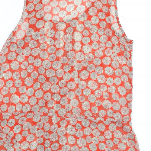 Be Baeu Womens Orange Geometric Polyester Basic T-Shirt Size 12 V-Neck