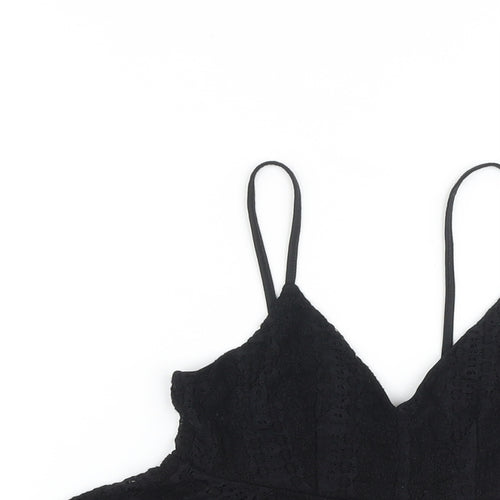 Topshop Womens Black Viscose Basic Tank Size 6 V-Neck