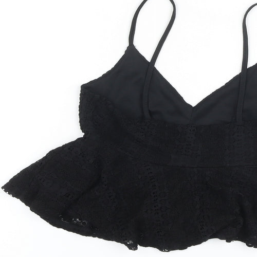 Topshop Womens Black Viscose Basic Tank Size 6 V-Neck
