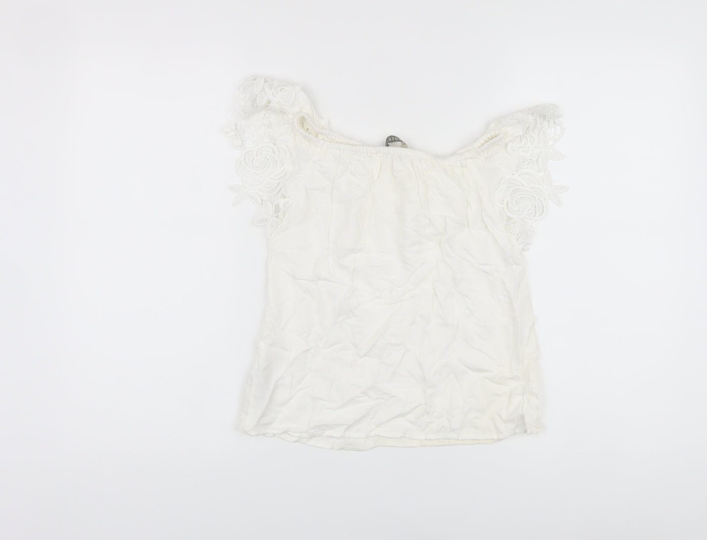 Oasis Womens White Viscose Basic Blouse Size 6 Square Neck