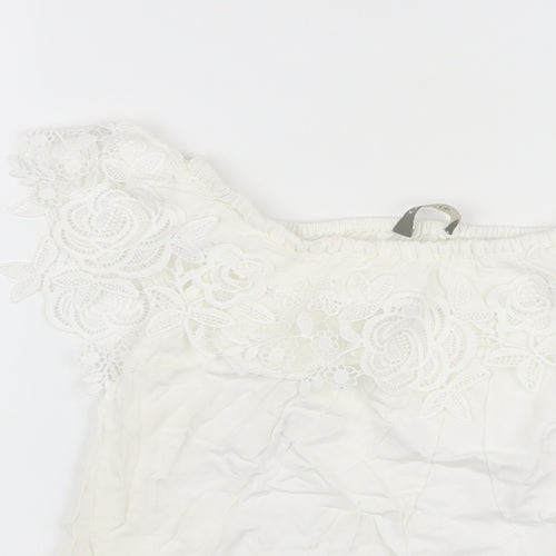 Oasis Womens White Viscose Basic Blouse Size 6 Square Neck