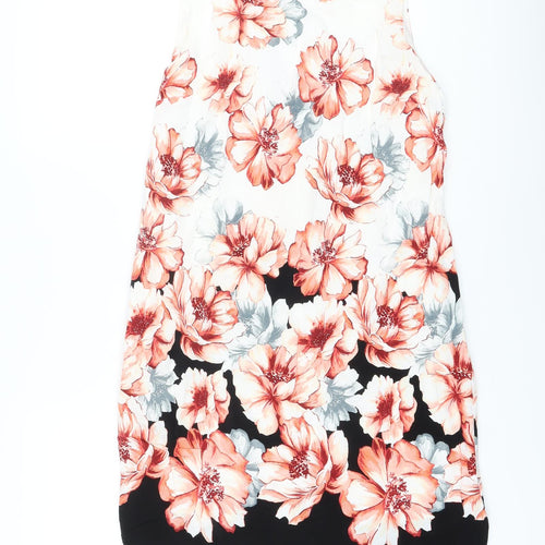 Wallis Womens Multicoloured Floral Viscose A-Line Size 12 Round Neck Zip