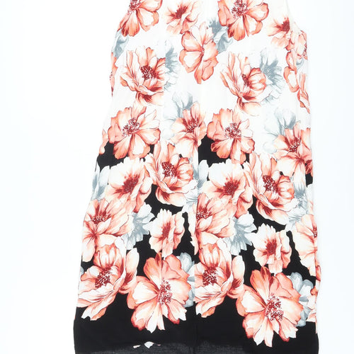 Wallis Womens Multicoloured Floral Viscose A-Line Size 12 Round Neck Zip