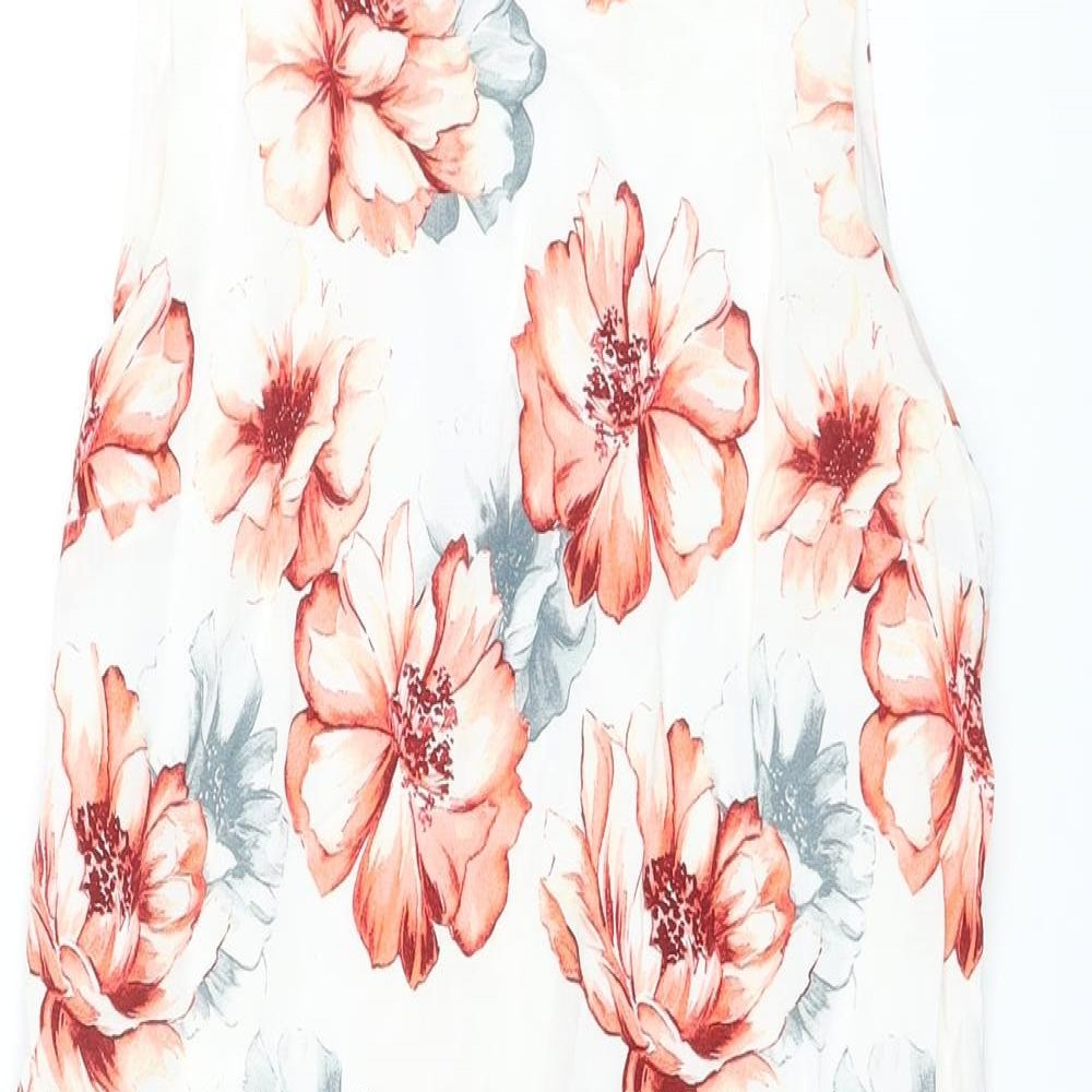 Wallis Womens Multicoloured Floral Viscose A-Line Size 12 Round Neck Zip