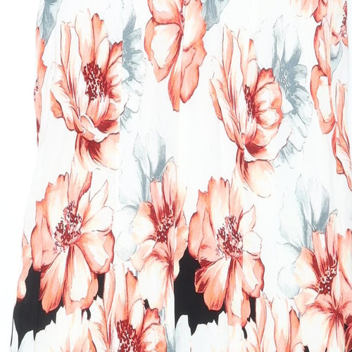 Wallis Womens Multicoloured Floral Viscose A-Line Size 12 Round Neck Zip