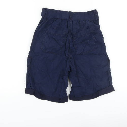 Marks and Spencer Womens Blue Lyocell Cargo Shorts Size 6 L8 in Regular Button
