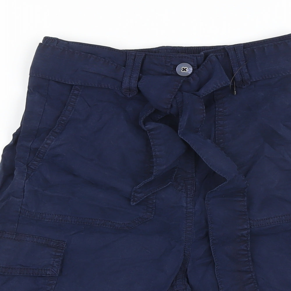 Marks and Spencer Womens Blue Lyocell Cargo Shorts Size 6 L8 in Regular Button