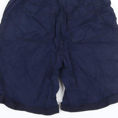 Marks and Spencer Womens Blue Lyocell Cargo Shorts Size 6 L8 in Regular Button