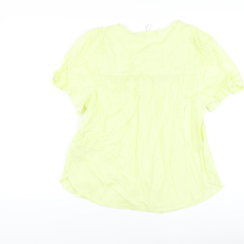 Marks and Spencer Womens Green Cotton Basic Blouse Size 10 Round Neck