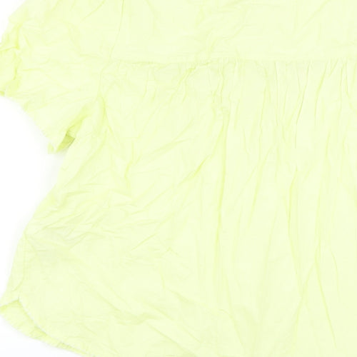 Marks and Spencer Womens Green Cotton Basic Blouse Size 10 Round Neck