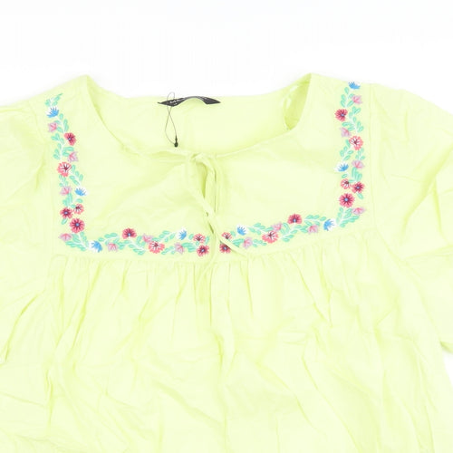 Marks and Spencer Womens Green Cotton Basic Blouse Size 14 Round Neck